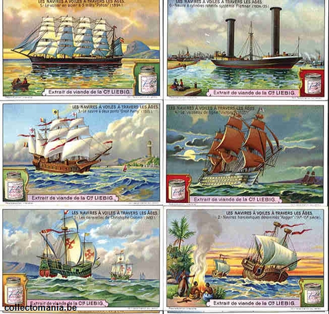 Chromo Trade Card 1202 Navires à voiles à travers les âges