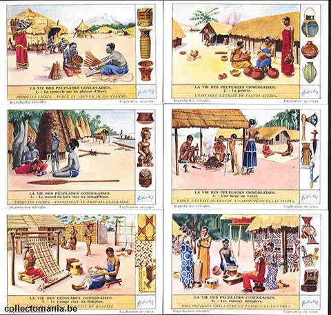 Chromo Trade Card 1304 Vie des peuplades Congolaises 1-12