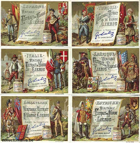 Chromo Trade Card 0208 SOLDIERS AND FLAG alke the  Liebig set (on scan)